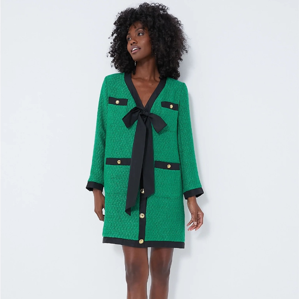 NWT Green Coco Tweed Bow Dress Tuckernuck size M